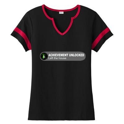 Achievement Unlocked Left The House Ladies Halftime Notch Neck Tee