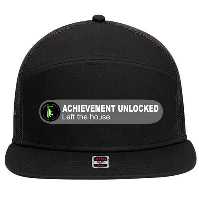 Achievement Unlocked Left The House 7 Panel Mesh Trucker Snapback Hat