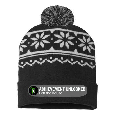 Achievement Unlocked Left The House USA-Made Snowflake Beanie