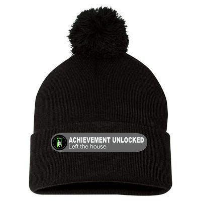 Achievement Unlocked Left The House Pom Pom 12in Knit Beanie