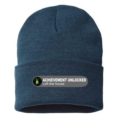 Achievement Unlocked Left The House Sustainable Knit Beanie