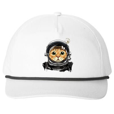 Astronaut Cat in Space Holding Planet Balloon Snapback Five-Panel Rope Hat