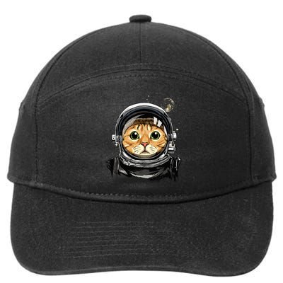 Astronaut Cat in Space Holding Planet Balloon 7-Panel Snapback Hat