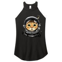 Astronaut Cat in Space Holding Planet Balloon Women’s Perfect Tri Rocker Tank