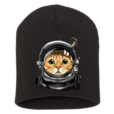 Astronaut Cat in Space Holding Planet Balloon Short Acrylic Beanie