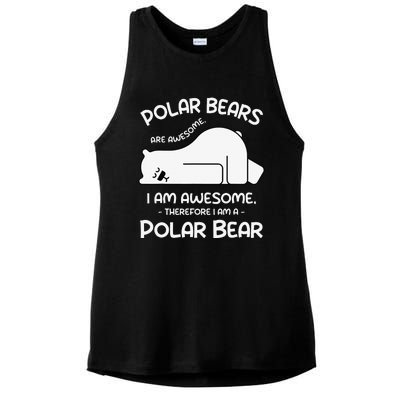 Awesome Cartoon I am a Polar Bear for Polar Bear Lover Ladies PosiCharge Tri-Blend Wicking Tank