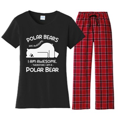 Awesome Cartoon I am a Polar Bear for Polar Bear Lover Women's Flannel Pajama Set