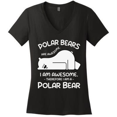 Awesome Cartoon I am a Polar Bear for Polar Bear Lover Women's V-Neck T-Shirt