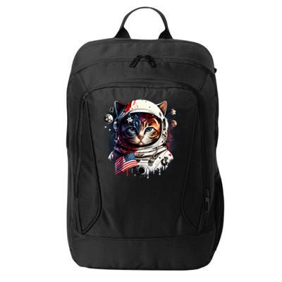 Astronaut Cat In Space Gift Flag Usa Cosmos Helmet Graphic Cute Gift City Backpack