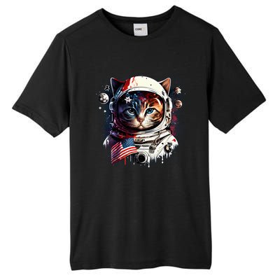 Astronaut Cat In Space Gift Flag Usa Cosmos Helmet Graphic Cute Gift Tall Fusion ChromaSoft Performance T-Shirt