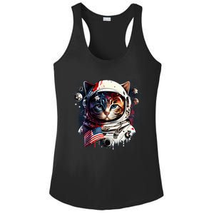 Astronaut Cat In Space Gift Flag Usa Cosmos Helmet Graphic Cute Gift Ladies PosiCharge Competitor Racerback Tank