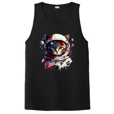 Astronaut Cat In Space Gift Flag Usa Cosmos Helmet Graphic Cute Gift PosiCharge Competitor Tank