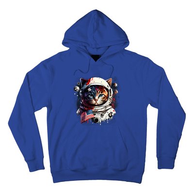 Astronaut Cat In Space Gift Flag Usa Cosmos Helmet Graphic Cute Gift Hoodie