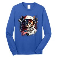 Astronaut Cat In Space Gift Flag Usa Cosmos Helmet Graphic Cute Gift Long Sleeve Shirt