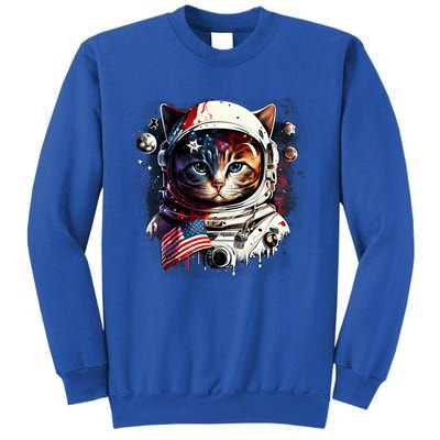 Astronaut Cat In Space Gift Flag Usa Cosmos Helmet Graphic Cute Gift Sweatshirt