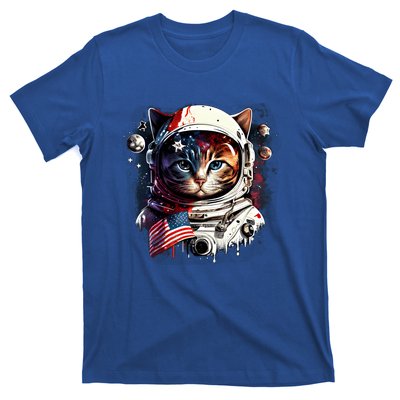 Astronaut Cat In Space Gift Flag Usa Cosmos Helmet Graphic Cute Gift T-Shirt