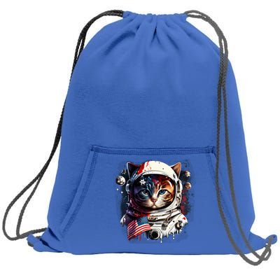 Astronaut Cat In Space Gift Flag Usa Cosmos Helmet Graphic Cute Gift Sweatshirt Cinch Pack Bag