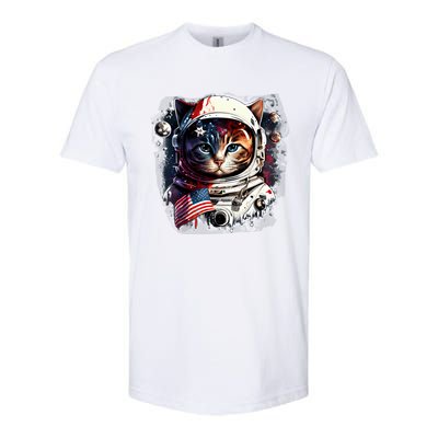 Astronaut Cat In Space Gift Flag Usa Cosmos Helmet Graphic Cute Gift Softstyle CVC T-Shirt