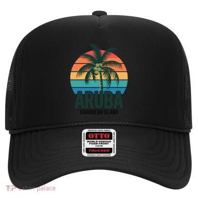 Aruba Caribbean Island Gift High Crown Mesh Back Trucker Hat