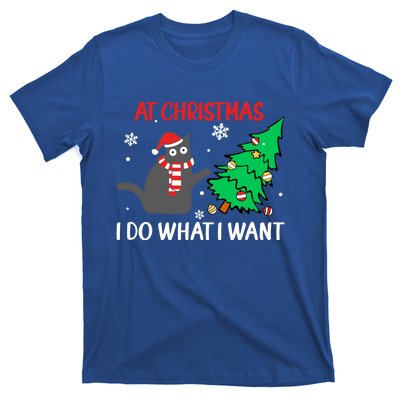 At Christmas I Do What I Want Black Cat Xmas Tree Meaningful Gift T-Shirt