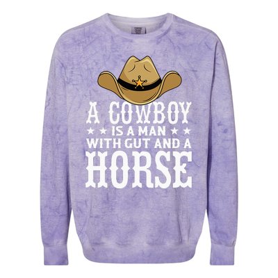 A Cow Is A Man With Gut And A Horse Cowboys Hat Cow Colorblast Crewneck Sweatshirt