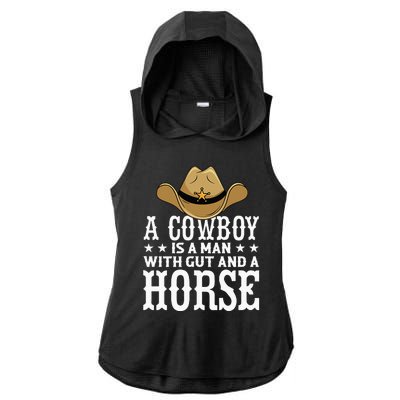 A Cow Is A Man With Gut And A Horse Cowboys Hat Cow Ladies PosiCharge Tri-Blend Wicking Draft Hoodie Tank