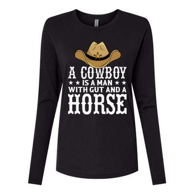 A Cow Is A Man With Gut And A Horse Cowboys Hat Cow Womens Cotton Relaxed Long Sleeve T-Shirt