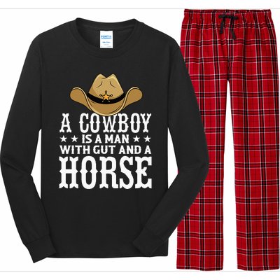 A Cow Is A Man With Gut And A Horse Cowboys Hat Cow Long Sleeve Pajama Set