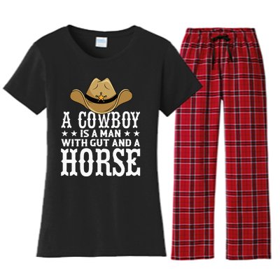 A Cow Is A Man With Gut And A Horse Cowboys Hat Cow Women's Flannel Pajama Set