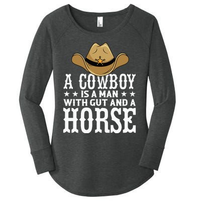 A Cow Is A Man With Gut And A Horse Cowboys Hat Cow Women's Perfect Tri Tunic Long Sleeve Shirt