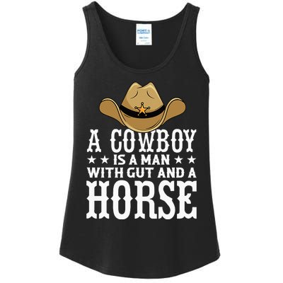 A Cow Is A Man With Gut And A Horse Cowboys Hat Cow Ladies Essential Tank