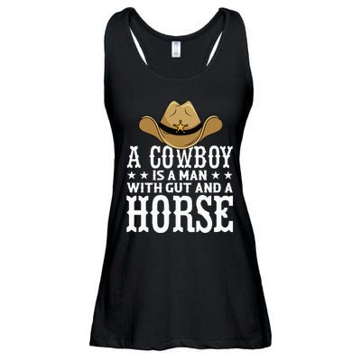 A Cow Is A Man With Gut And A Horse Cowboys Hat Cow Ladies Essential Flowy Tank