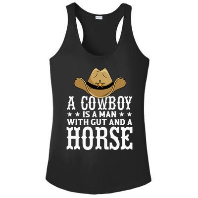 A Cow Is A Man With Gut And A Horse Cowboys Hat Cow Ladies PosiCharge Competitor Racerback Tank