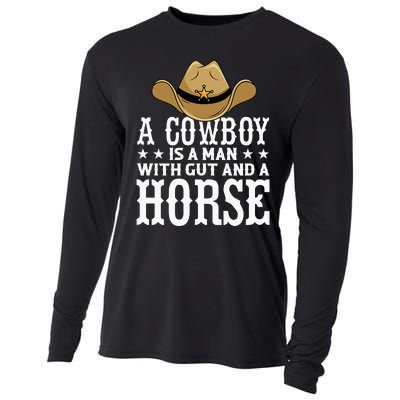 A Cow Is A Man With Gut And A Horse Cowboys Hat Cow Cooling Performance Long Sleeve Crew