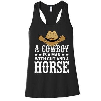 A Cow Is A Man With Gut And A Horse Cowboys Hat Cow Women's Racerback Tank