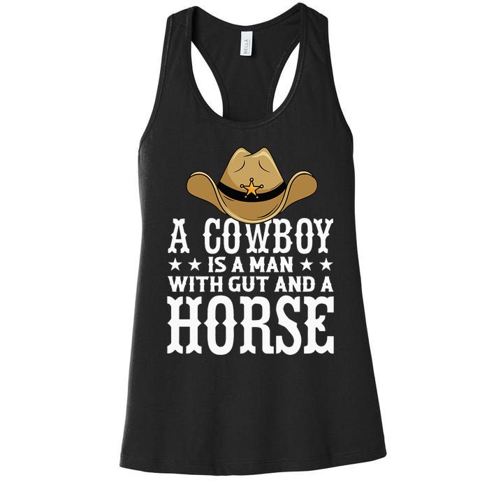 A Cow Is A Man With Gut And A Horse Cowboys Hat Cow Women's Racerback Tank