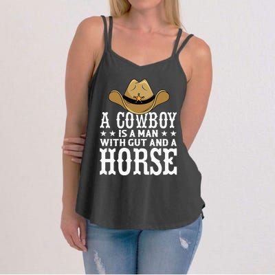 A Cow Is A Man With Gut And A Horse Cowboys Hat Cow Women's Strappy Tank