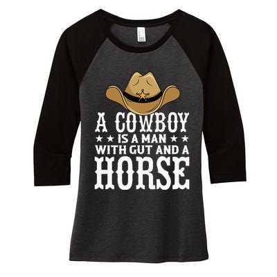 A Cow Is A Man With Gut And A Horse Cowboys Hat Cow Women's Tri-Blend 3/4-Sleeve Raglan Shirt