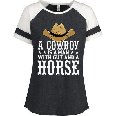 A Cow Is A Man With Gut And A Horse Cowboys Hat Cow Enza Ladies Jersey Colorblock Tee