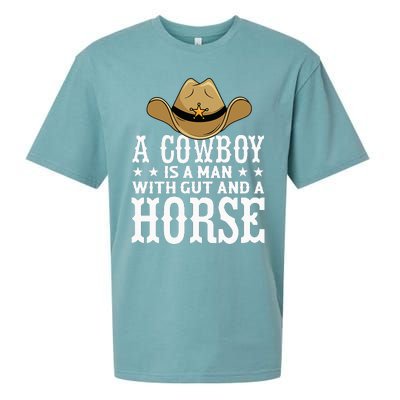 A Cow Is A Man With Gut And A Horse Cowboys Hat Cow Sueded Cloud Jersey T-Shirt