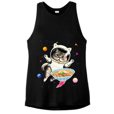 Astronaut Cat In Space With Ramen Noodles Galaxy Cat Ladies PosiCharge Tri-Blend Wicking Tank