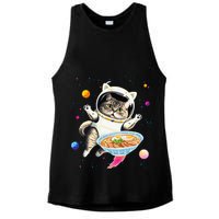 Astronaut Cat In Space With Ramen Noodles Galaxy Cat Ladies PosiCharge Tri-Blend Wicking Tank