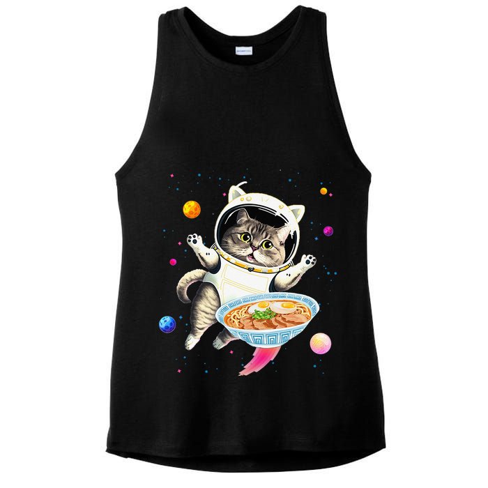 Astronaut Cat In Space With Ramen Noodles Galaxy Cat Ladies PosiCharge Tri-Blend Wicking Tank