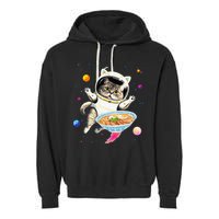 Astronaut Cat In Space With Ramen Noodles Galaxy Cat Garment-Dyed Fleece Hoodie