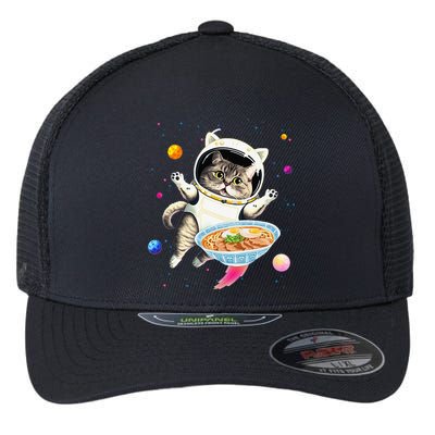Astronaut Cat In Space With Ramen Noodles Galaxy Cat Flexfit Unipanel Trucker Cap