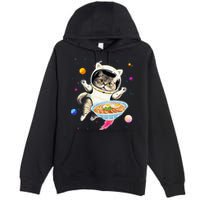Astronaut Cat In Space With Ramen Noodles Galaxy Cat Premium Pullover Hoodie