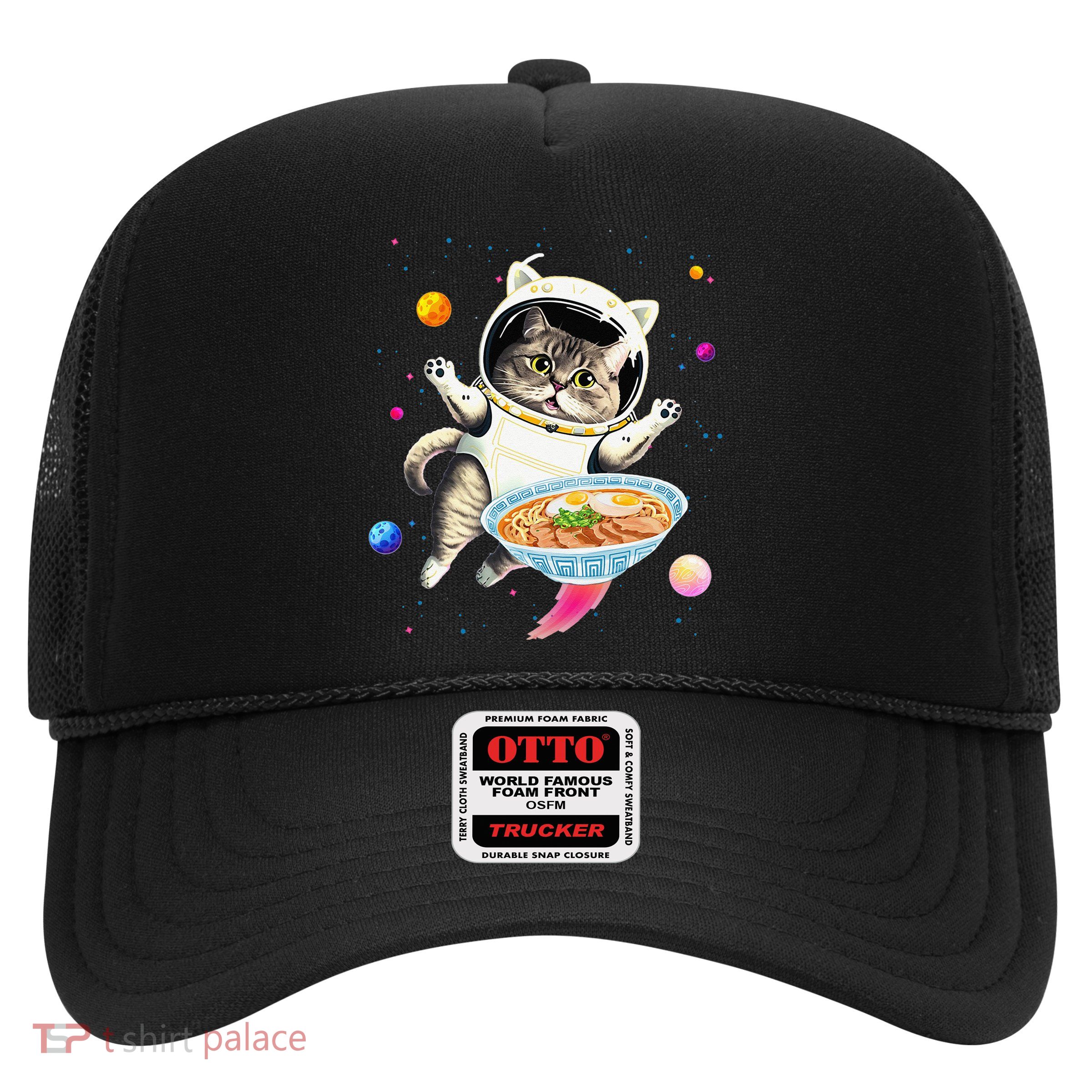 Astronaut Cat In Space With Ramen Noodles Galaxy Cat Trucker Hat
