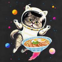 Astronaut Cat In Space With Ramen Noodles Galaxy Cat Microfiber Hand Towel