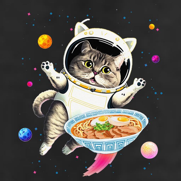 Astronaut Cat In Space With Ramen Noodles Galaxy Cat Microfiber Hand Towel