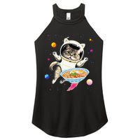 Astronaut Cat In Space With Ramen Noodles Galaxy Cat Women's Perfect Tri Rocker Tank